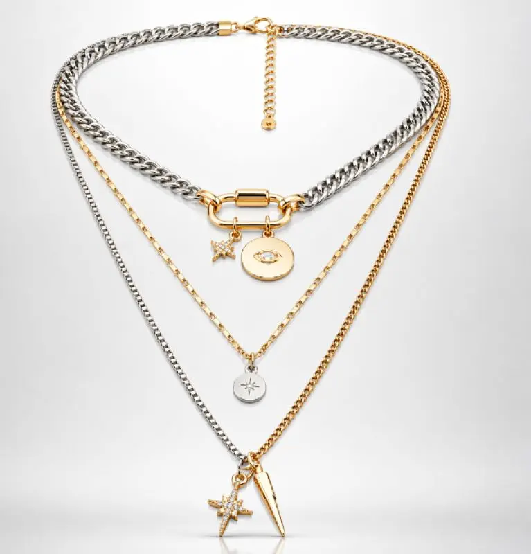 Metal Layered Non Tarnish Necklace, Trendy Eye Pendant Stacking Necklace for Women, Fashionable and Versatile Dainty Layering Jewelry, Suitable for Daily Wear & Back-to-school Season, Jewelry Accessories, Fashionable Accessory