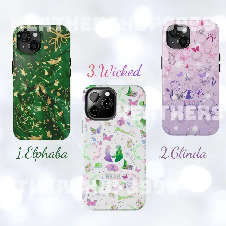 Wicked Musical Magic Duo Phone Case, Elphaba & Glinda Fantasy Wizard Protective Cover, Durable Lexan Polycarbonate & Rubber Casing for Broadway Fans