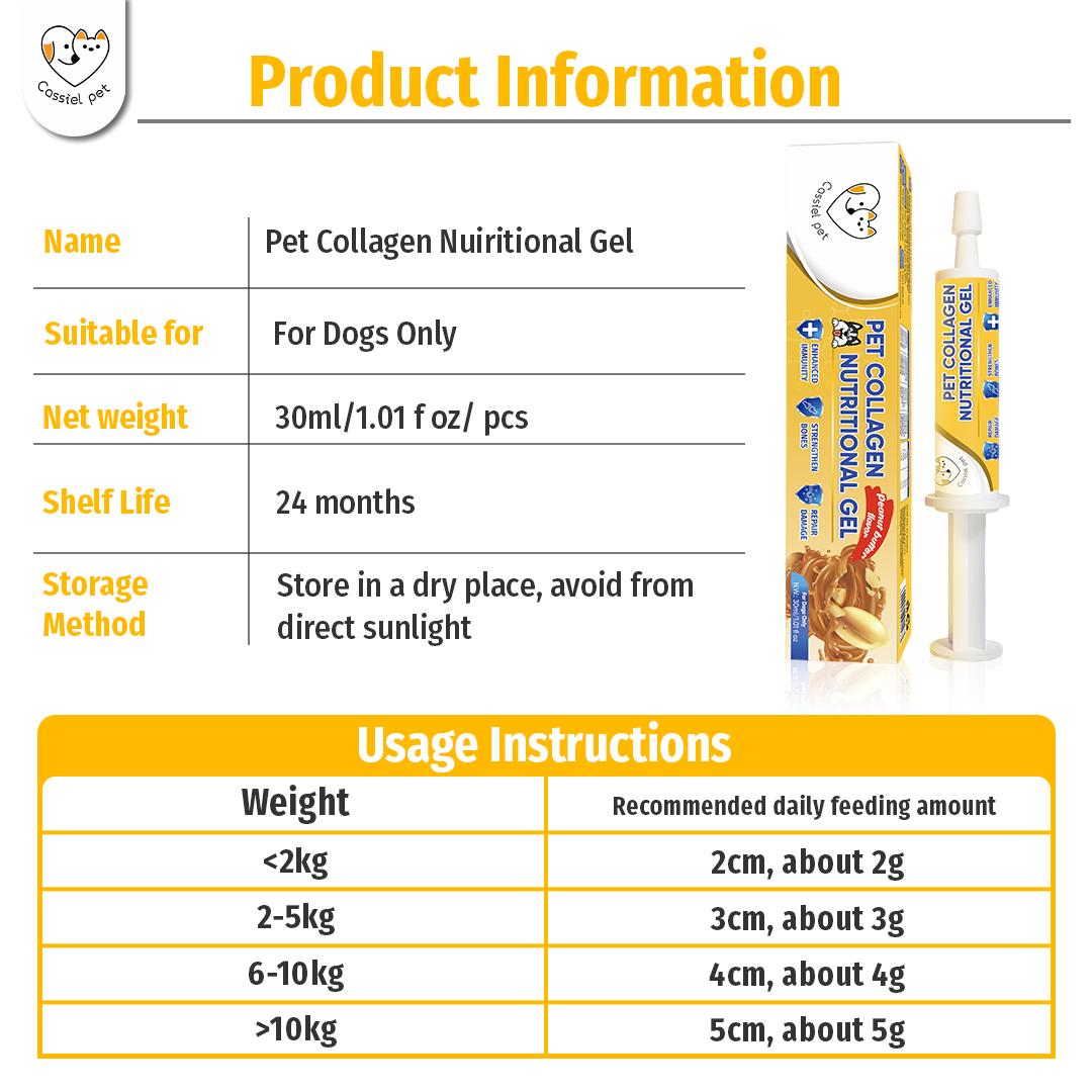Cassiel Pet, Pet Nutrition Gel, Daily Wellness, Shiny Coat & Energy, Supports Digestive Health, Essential for Dogs, Electrolytes Gel for Beach Camping Hiking, Peanut Butter Flavor, Dog Lover, Pet Nutrition