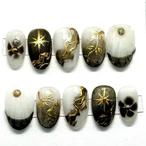 Handmade Celestial Garden Luxe Press On Nail set.