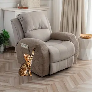 2 Pieces 100% Waterproof Stretch Washable Recliner Sofa Armrest Covers for Pets Dogs Kids, Taupe