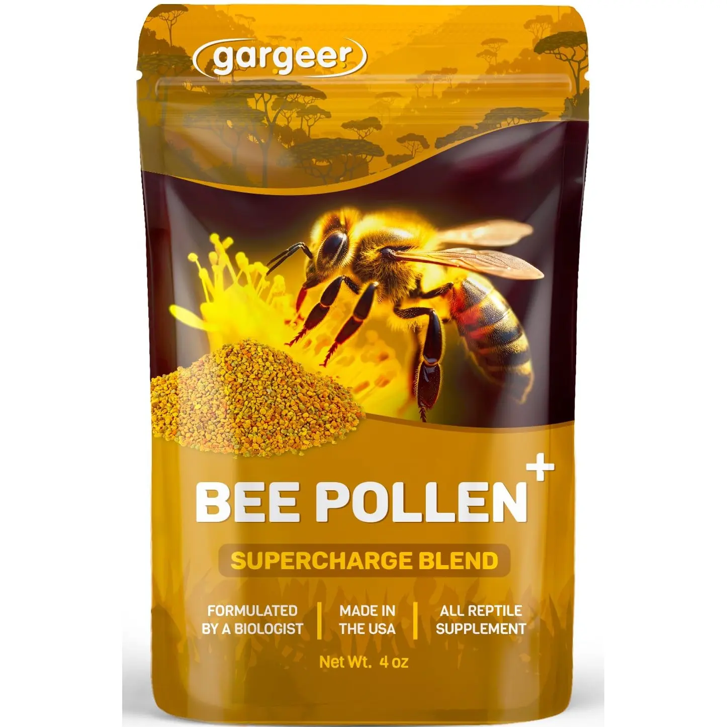 Gargeer 4oz Reptile Bee Pollen. Enhanced with Organic Fruits. Made in USA