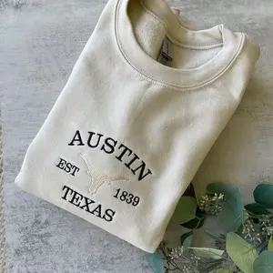 Embroidered Austin Texas Sweatshirt, Texas Sweatshirt