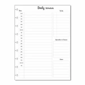 Hourly/Daily Planner Inserts for 9-Disc Classic Medium Size Planners, Fits Classic Happy Planner Pre-punched Inserts, Pre-punched Daily Planner (PLANNER, TABS and the RINGS are NOT INCLUDED)