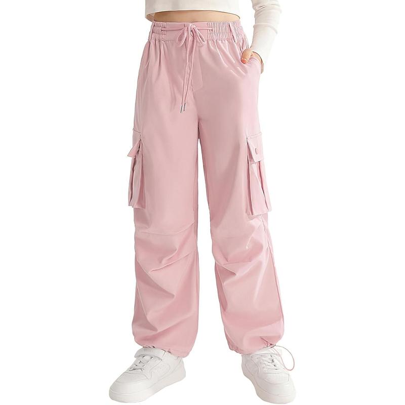Girls Cargo Jogger Pants Parachute Pants with Elastic Waist and Pockets Cargo Trousers for Teens Girls 7-14 Years Bottoms Womenswear