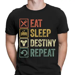 Funny Eat Sleep Destiny Repeat Gamer Retro Vintage Mens T-Shirts Tee Top #D