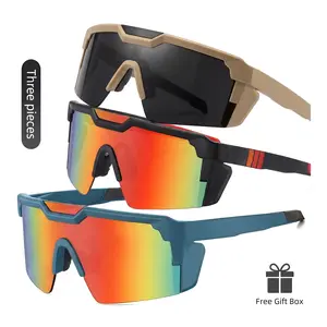 Three pieces Photochromic Z87+ Polarized Safety Glasses, Unisex Large Frame Retro UV400 Y2K Aviator Glasses, Suitable for Fishing, Golf, Cycling, Driving, and Sports