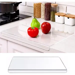 Acrylic cutting board with counter lip 18x14 inch large clear cutting board for kitchen countertop60 thickernonslip ideal for cutting vegetables fruits meat and bread