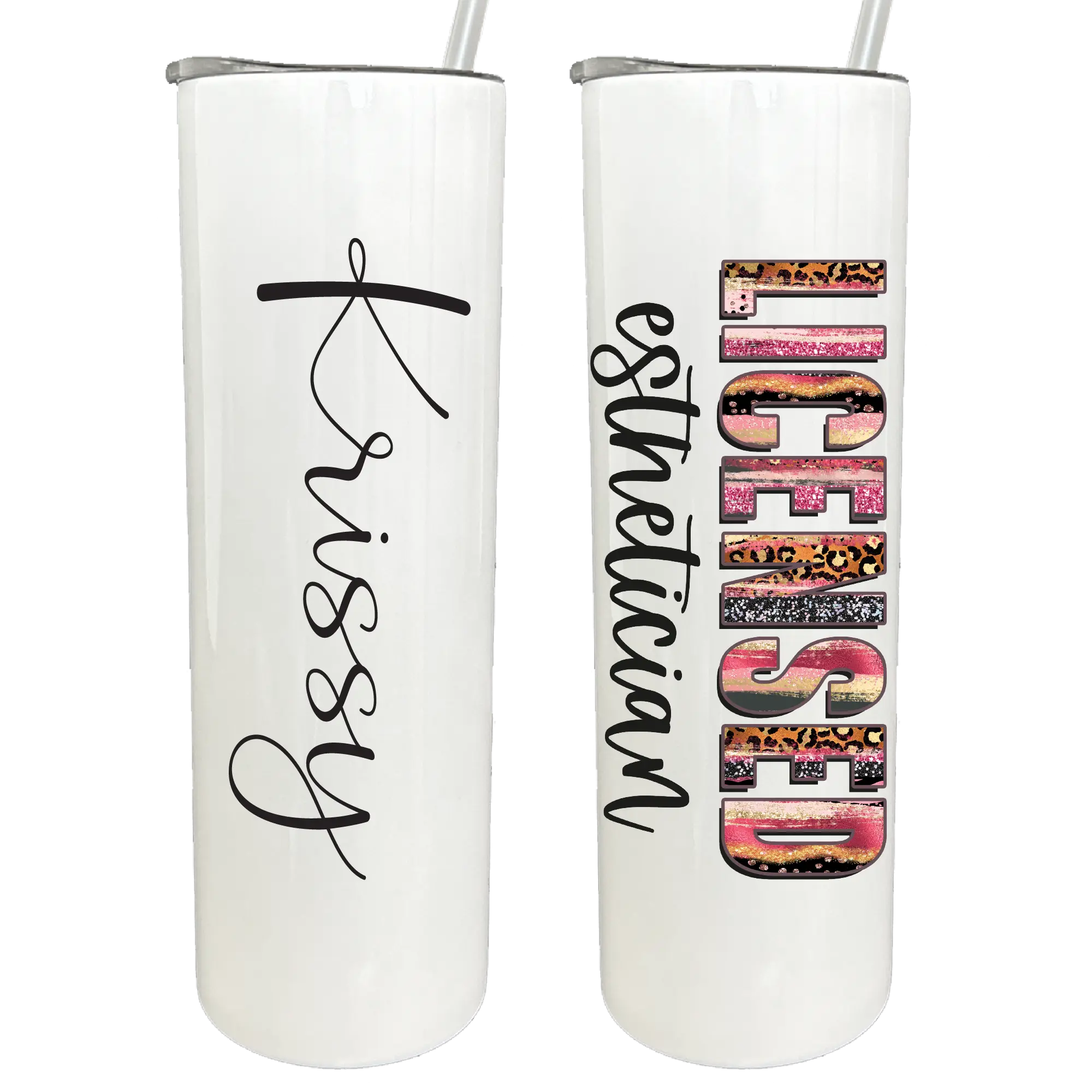 30 oz Personalized Esthetician Tumbler - Laser Engraved Stainless Steel Tumbler with Lid & Straw, Insulated Travel Cup, Leakproof Water Bottle for Women, Thermal Cup for Cold Drinks, Spill-Proof Metal Tumbler with Handle, Custom Sublimation Gift