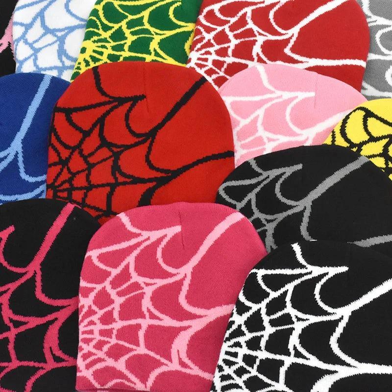 Y2K Spider Web Beanie - Colorful Unisex Soft Stretchable Hat | Adjustable Warm Daily Wear Masks Motorcycle Gloves