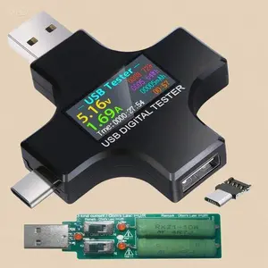 2-in-1 Digital Multimeter Tester with IPS Display, Voltage Current Power Resistance Temp Capacity Measurement, Fast Charging PD3.0 QC3.0 BC1.2 Support, 3A Discharge Load Function for USB-C Devices