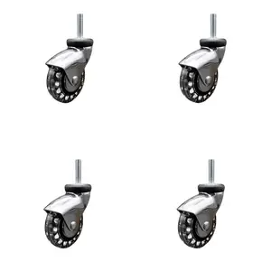 Service Caster SCC-TS03S310-PPUBD-BC-M1015-4 3 in. Swivel Caster Wheels for Furniture Bright Chrome Hooded Polyurethane Wheel with 10 mm 1.50 x 1.5 in. Threaded Stem - Set of 4