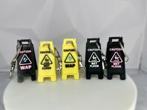 Mini Caution Sign Key chain | Wet Floor Keychain | Gag Gift | Cute Gift