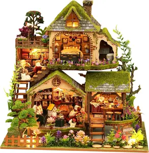 Spilay DIY Miniature House Kit, DIY Dollhouse Kit with Music Box, Forest Adventures 3D Wooden Puzzle Book Nook Kit for Adult, Bookshelf Decor&Gift for Birthday Halloween Christmas