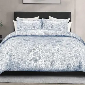 Mocassi 3-Piece Paisley Pattern Duvet Cover Set with Button Closure, Silky-Smooth Hotel Premier Finish