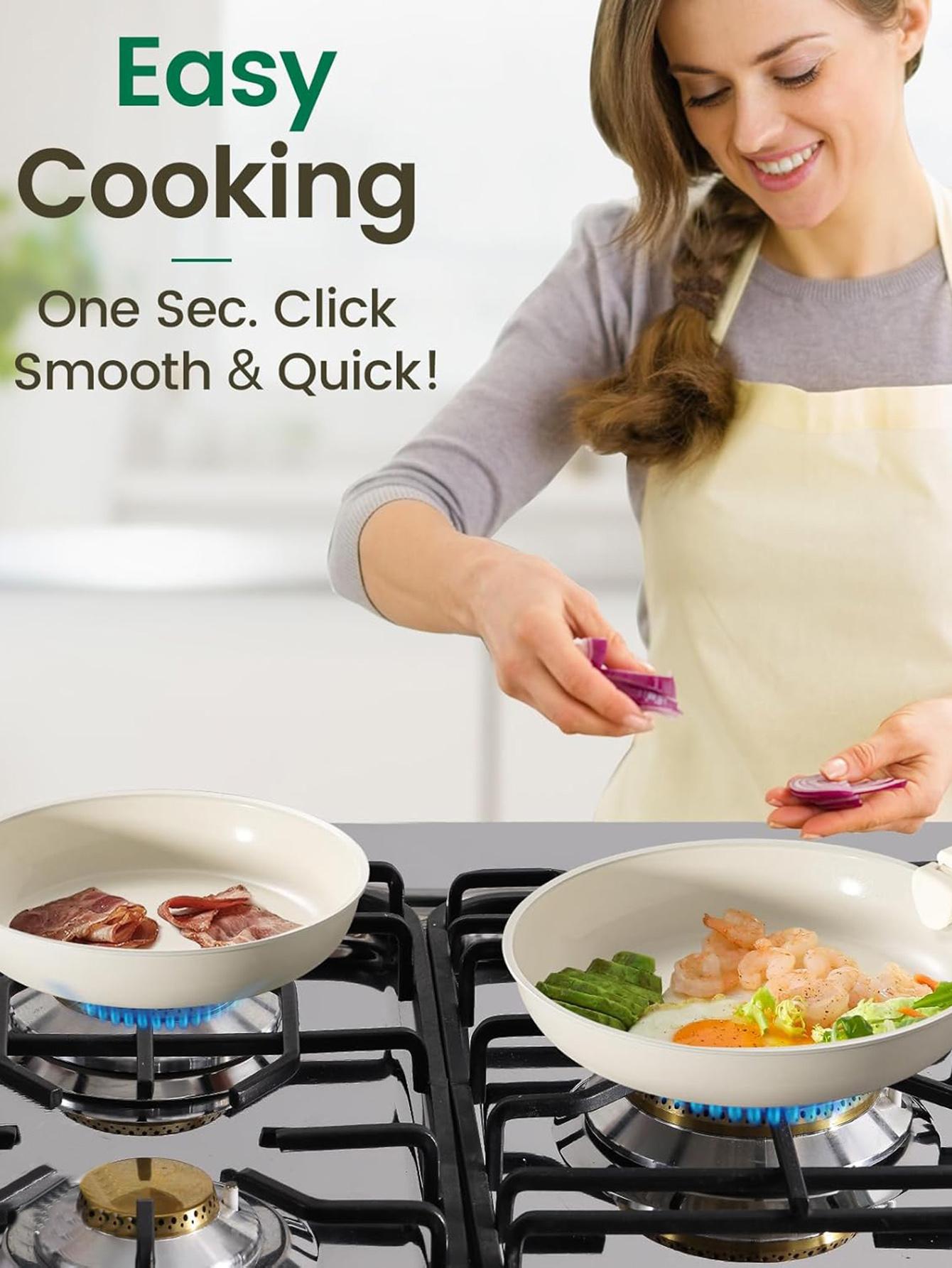 Mothers Day Gift 17Piece Cookware Frying Pan Set Nonstick Removable Handle Healthy Cookware Dishwasher Oven Safe Ideal for RV Home Kitchen Cooking