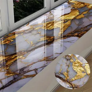 Pack of 2, golden marble waterproof desktop sticker, self-adhesive wall and desktop decoration, removable heat-resistant table mat, DIY decorative sticker, Marble pattern wallpaper, suitable for wall, office, cabinets, desks, home decoration