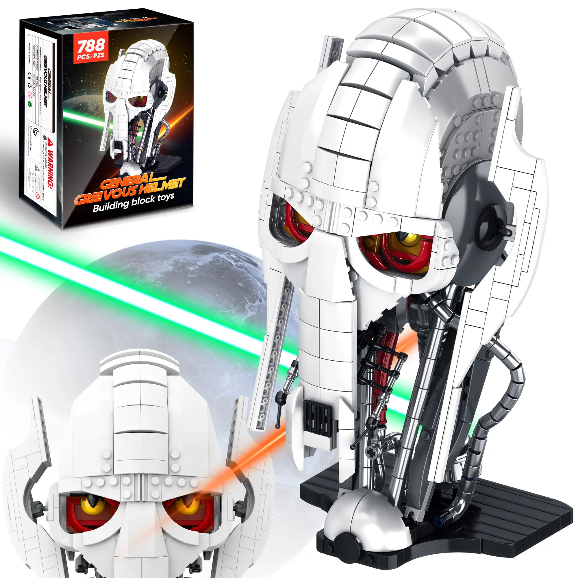 【TOKMOC】66005,788 Pieces,General Helmet Building Block Set,With base, Rich eye details,and Hinges Collecting Building and Gifting Model,Birthday Gift