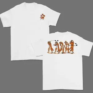 Tiger Golf Swing Graphic Tee, Vintage Cotton Short Sleeve Men’s Shirt, Tiger Mascot Design Soft Casual Apparel, Gifts for Boyfriend Male Gifts - KitchenEra, graphic tees