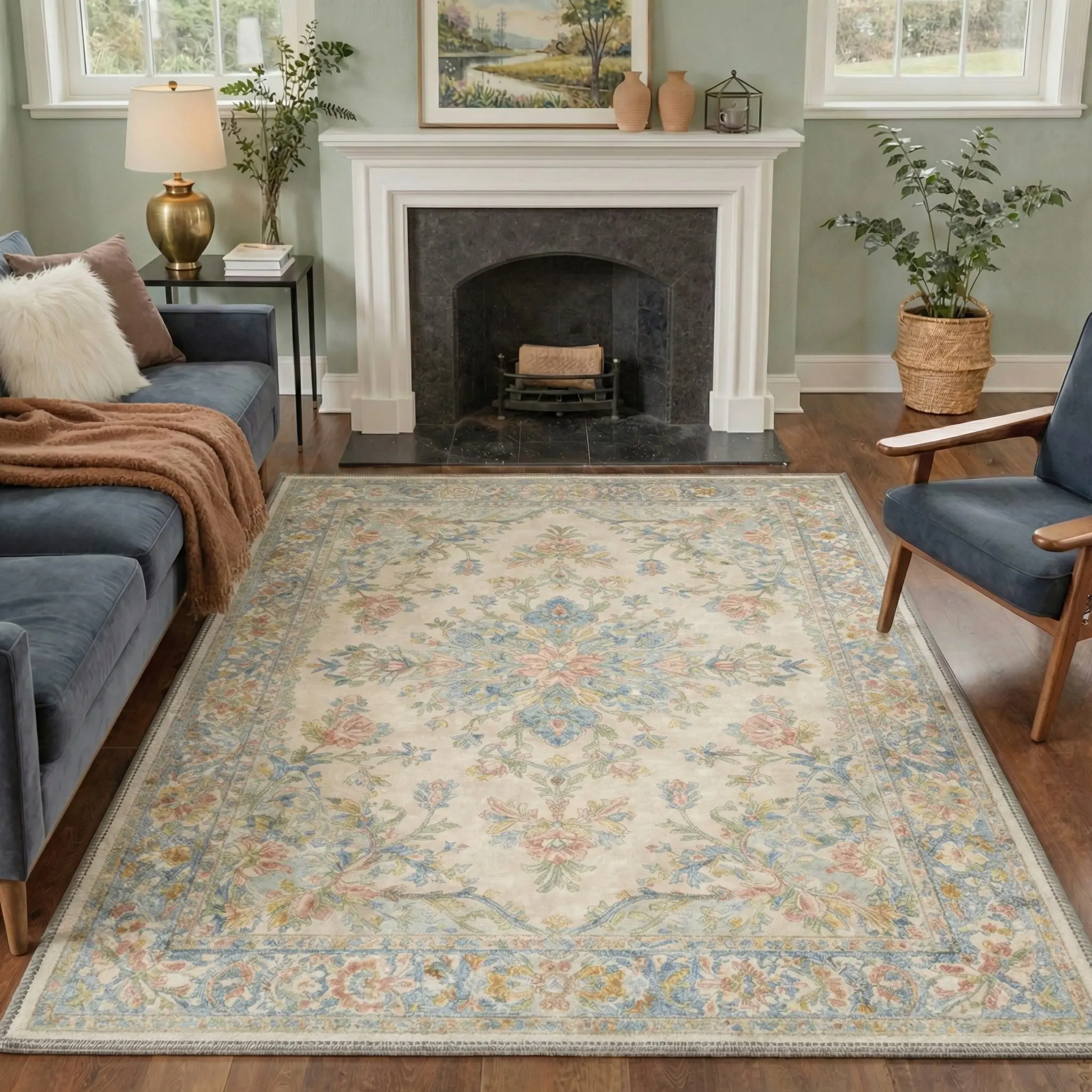 【Deals For You Days】BEIMO Soft Rug – Machine Washable, Non-Slip, Pet Friendly Floor Rug, Area Carpet Ideal for Living Room, Bedroom, Kitchen, Hallway, Complete Interior Decor ,ARP2647-BLOOM