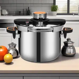 Stainless Steel Pressure Cooker Set with Easy Clip Lock Lid, Safe Explosion-Proof Design for Induction & Gas Stoves, Large Capacity Multi-Use Pot with Automatic Alarm Function, Durable & Non-Stick Pressure Cooker