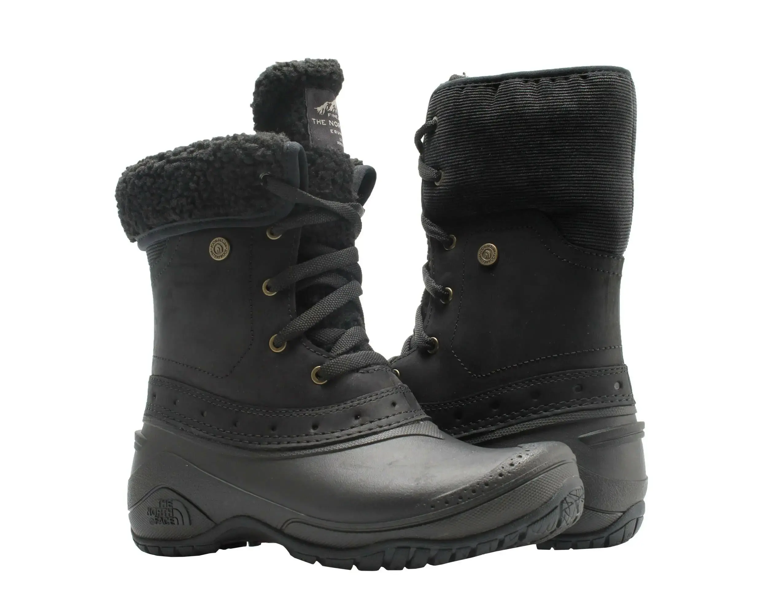 The North Face Shellista Roll Down Boot in Black Leather | Women's