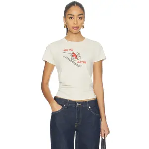 DAYDREAMER Ski Ya Later Headliner Tee in Dirty White