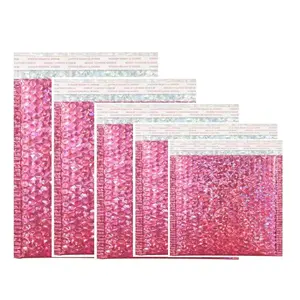 10pcs Thick Rainbow Laser Aluminum Foil Bubble Bags, Waterproof Shockproof Anti-Breakage, Polyethylene Mail Pouches, Poly Mailers for Office Home Use