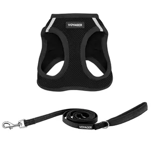 Voyager Step-In Air Dog & Cat Harness and Leash Set No Pull - Breathable Mesh Vest with 5ft Reflective Neoprene Leash for Small Medium Dogs & Cats - Adjustable, Easy Step-In by Best Pet Supplies