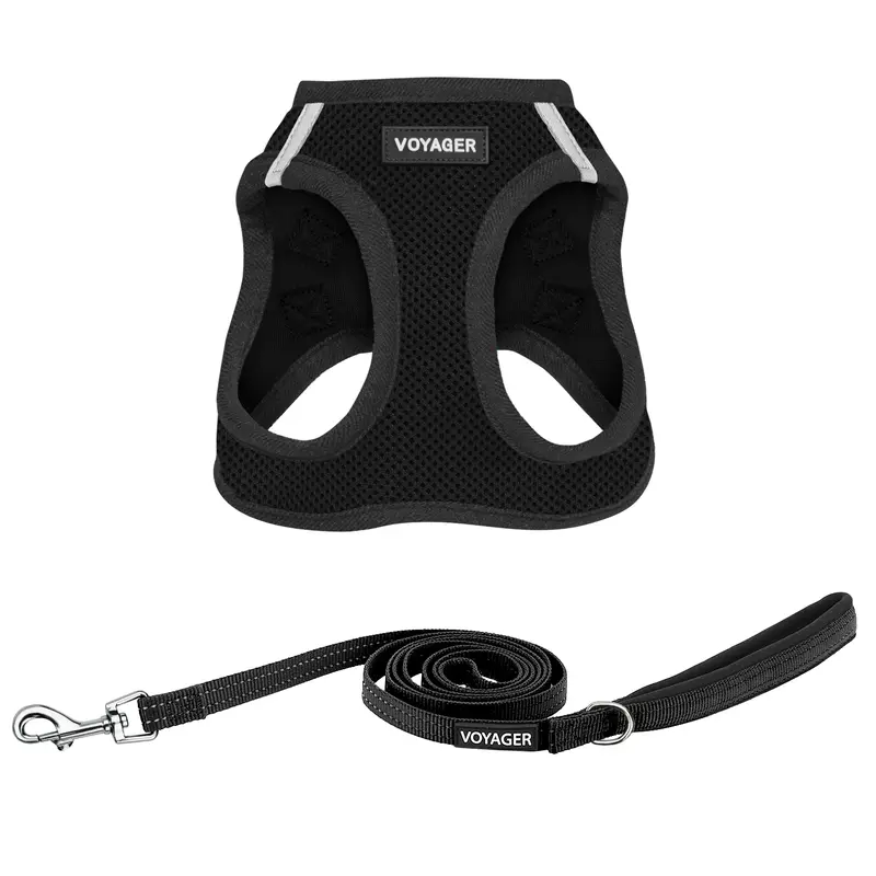 Voyager Step-In Air Dog & Cat Harness and Leash Set No Pull - Breathable Mesh Vest with 5ft Reflective Neoprene Leash for Small Medium Dogs & Cats - Adjustable, Easy Step-In by Best Pet Supplies