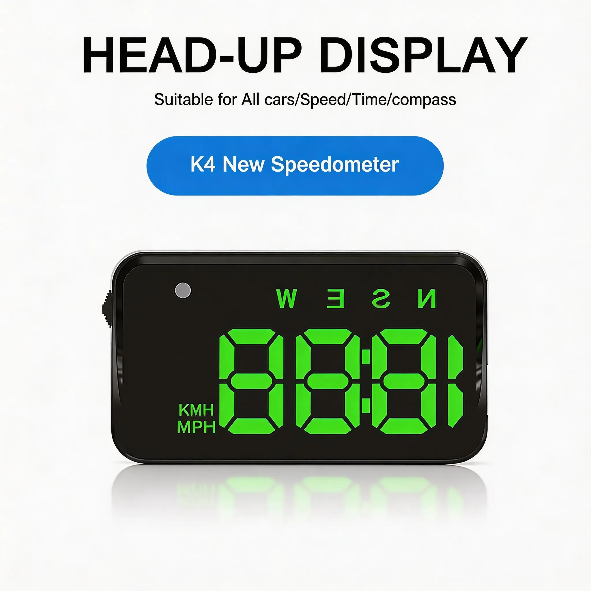 K4 Heads up Display for Cars Windshield, Car HUD Display, Plug & Play USB, MPH/KMH Switch, Speed Calibration, Adjustable Brightness, Overspeed Alert, Large Font Display
