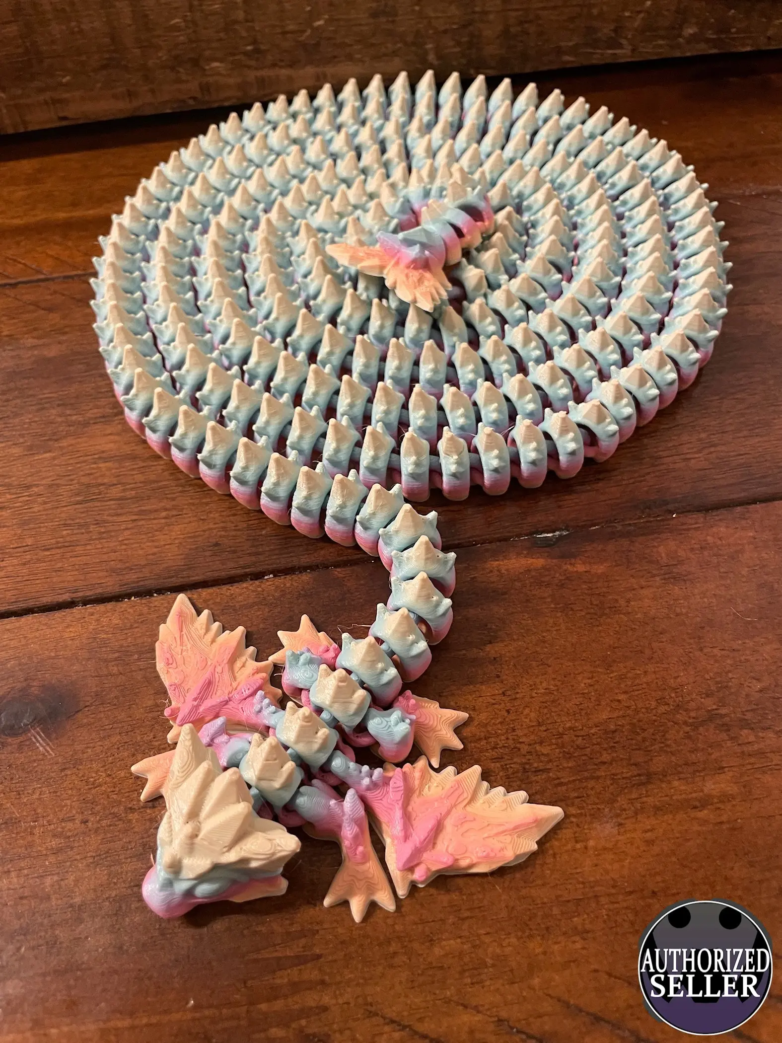 Crystal Winged Dragon - Up to 82 Inches 6' 10" - Super Long - Desktop or Fidget Toy - Articulated Gem Dragon - 3D Printed - Choose a Color!