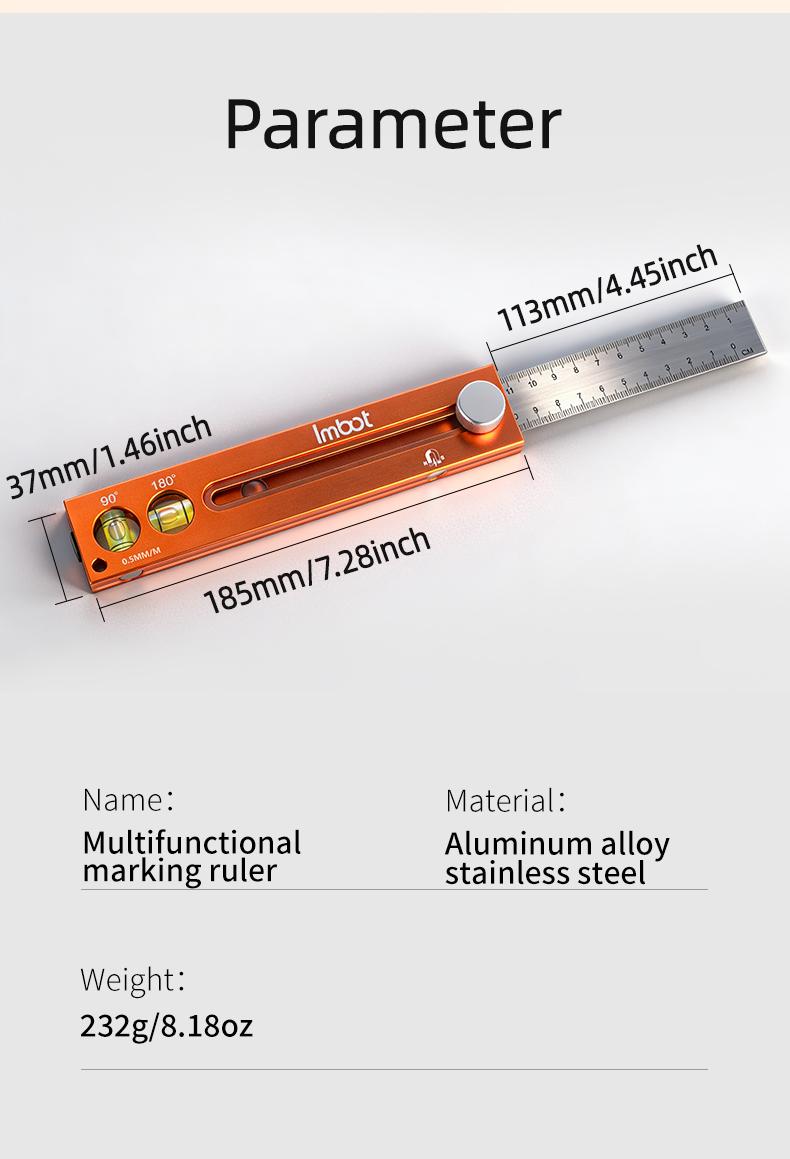Imbot Multi-Function Marking Ruler - Precision Measuring & Scribing Tool for Woodworking & DIY Imbot Multi-Function Marking Ruler - Precision Measuring & Scribing Tool for Woodworking & DIY