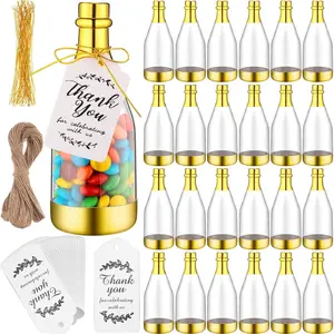 50 count Metallic Mini Champagne Bottle Candy Container Shaped Jars  Plastic DIY Favor Candy Bottle Wedding Party Favor Containers with  Tags  Strings and 65.6ft Rope