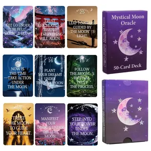 50pcs Mystical Moon Oracle Tarot Cards, Divination Table Games, Family Party Entertainment, Beginner Friendly, Ideal Gift for Enthusiasts