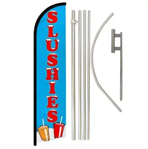 Polyester Windless Slushies Banner & Pole Kit with 11.5x2.5ft Size and Curved Sleeve, Festive Party Backdrop for Home Supplies