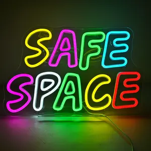 Colorful LED USB Wall Decor, Safe Space Neon Sign, Low Voltage Switch Included, Ideal for Bedroom & Gaming Rooms, Perfect Gift for Teens