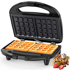 Double waffle maker, Electric Non-Stick Belgian Waffle Maker Iron, easy-cleaning, Breakfast, Sandwiches, Snacks, Burgers and more, 2-Slice, Black