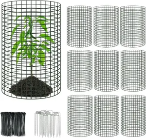10 Packs 24"x 12" Large Wire  Protectors Wire  Cages Mesh  Cage Chicken Wire Cloche with Ground Stakes and Nylon Ties Protect ,Garden,Shrubs and Vegetables from -30PCS