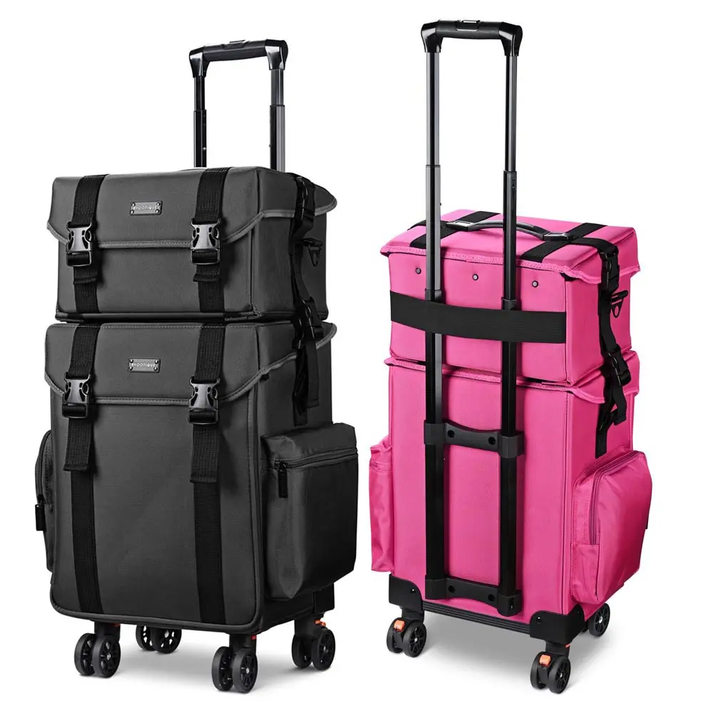 Byootique 2 in 1 Rolling Makeup Suitcase with Drawers Nylon Byootique 2 in 1 Rolling Makeup Suitcase with Drawers Nylon