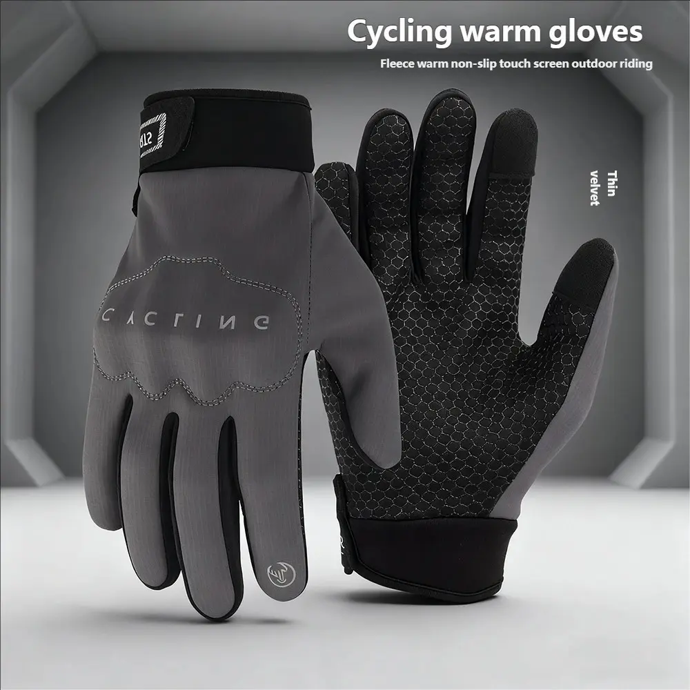 Men's Winter Motorcycle Gloves, Warm Fleece Lining, Anti-Slip Touch Screen, Fall-Resistant, Bike Riding Gear, Cold Weather Protection