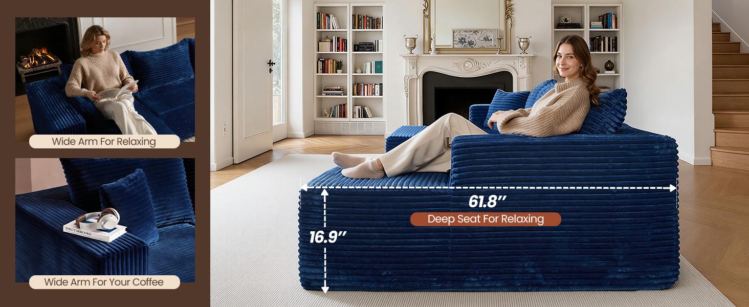 L/U-Shape Boneless Sectional Cloud Couch with Chaise Modular Deep Seating Sofa, Premium High-Density Foam & Plush Corduroy No Assembly Required, Modern Living Room Furniture