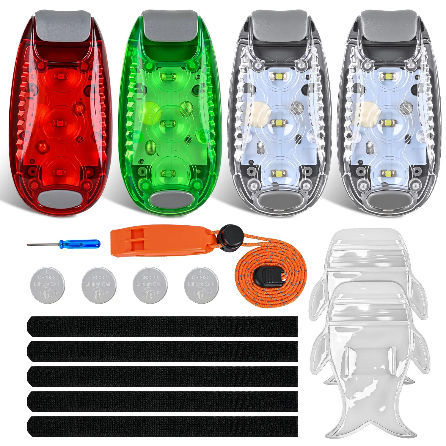 Nilight 4PCS LED Safety Light Kit - Strobe, Battery-Powered, Waterproof Clip-On Led Lights with 3 Modes for Night Fishing, Jogging, Cycling, Led Light, Boating