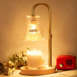 Candle Warmer Lamp with Timer, Adjustable Height & Dimmable, Electric Wax Melt Warmer for Large Jar Candles, Vintage Home Decor with Wood Base for Bedroom, Office, Gift Idea