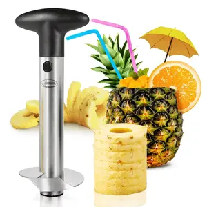 2 in 1 Pineapple Corer and Slicer tool  Stainless Steel Pineapple Cutter Peeler combo with Sharp Blades Corer remover, Mess-Free Fruit Prep