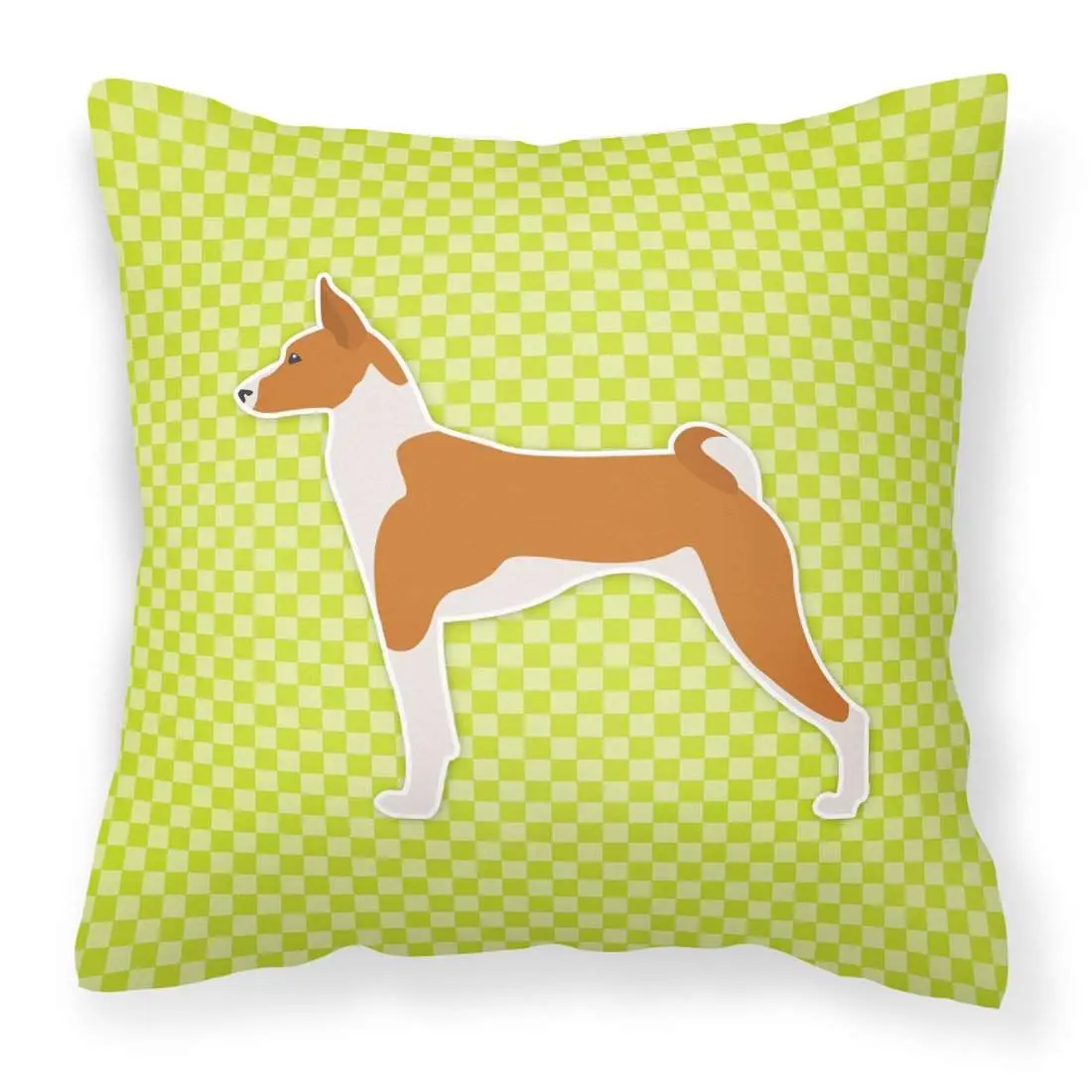 Checkerboard Print Soft Waterproof Green Polyester Decorative Pillow, Durable 18x18 in Cushion for Patio, Couch, Model BB3874PW