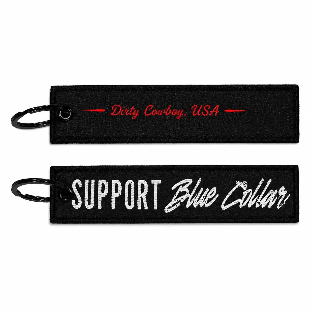Unisex Rectangular Fabric Flight Keychain - Casual Everyday Message Tag Accessory for Blue Collar Support Fashion Enthusiasts