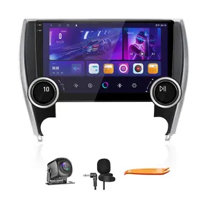Dual Knobs Android Radio for Toyota Camry 2015 2016 2017, 2G+64G 10.1 Inch IPS Touch Screen Car Stereo with Carplay Android Auto/Bluetooth/GPS/WiFi/Camera+MIC