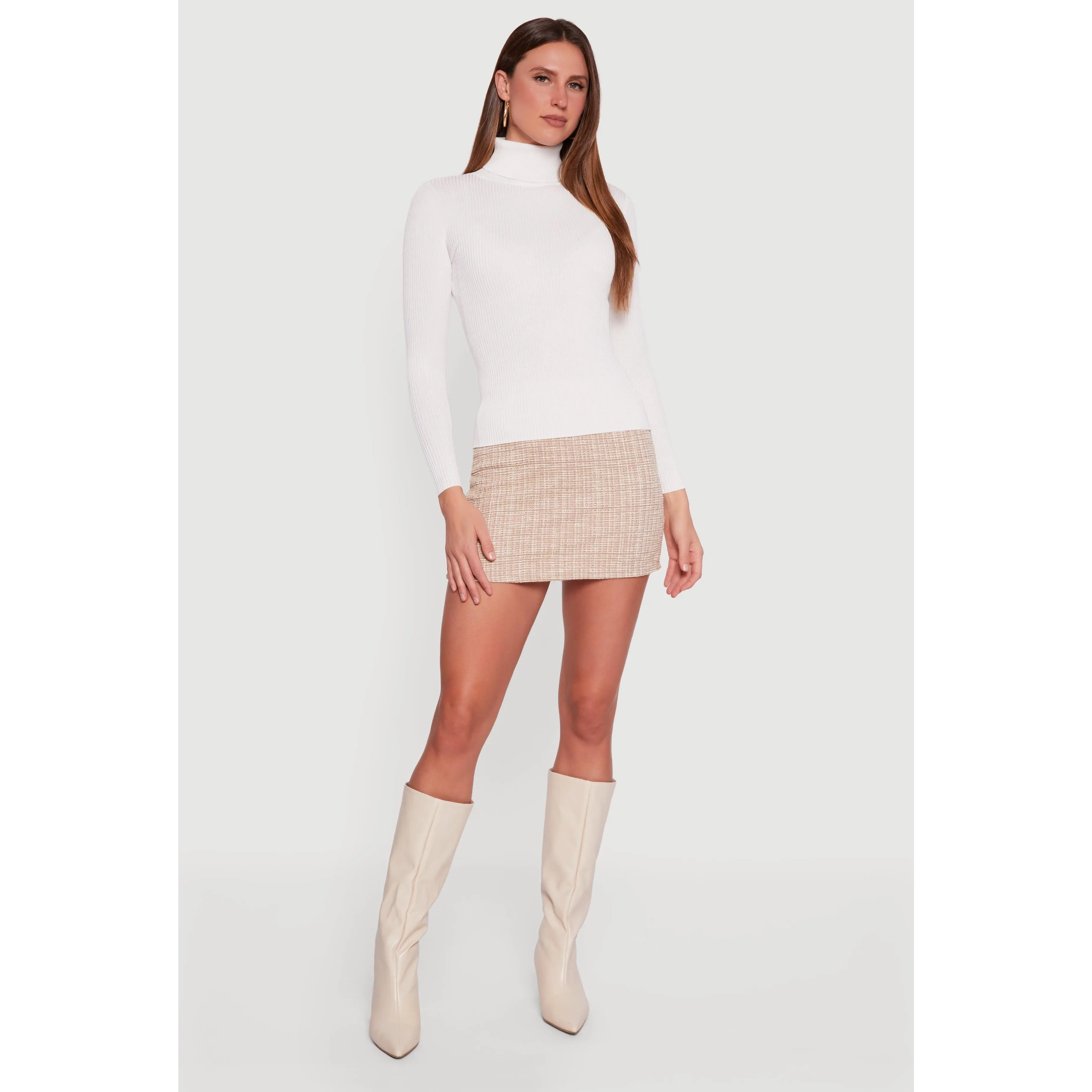 Rib Knit Long Sleeve Turtleneck Top