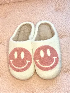 Womens Slippers, Womens House shoes, Smiley Face Slippers, Womens Slides, Winter Slippers and Shoes, Casual Soft Slides, Womens Fashion Slippers, Pink Slippers, Smile Face Slippers Footwear Comfort Flipflop